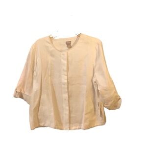 Chico’s Short Linen Utility Jacket in Alabaster Size 3P/ XLP/ 16P